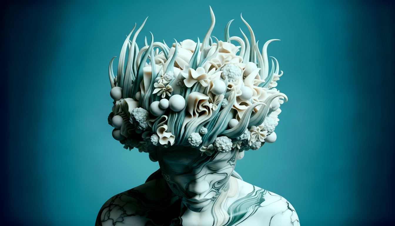 Sculpture en marbre artistique vue de dessus art contemporain creation Pixelbyart